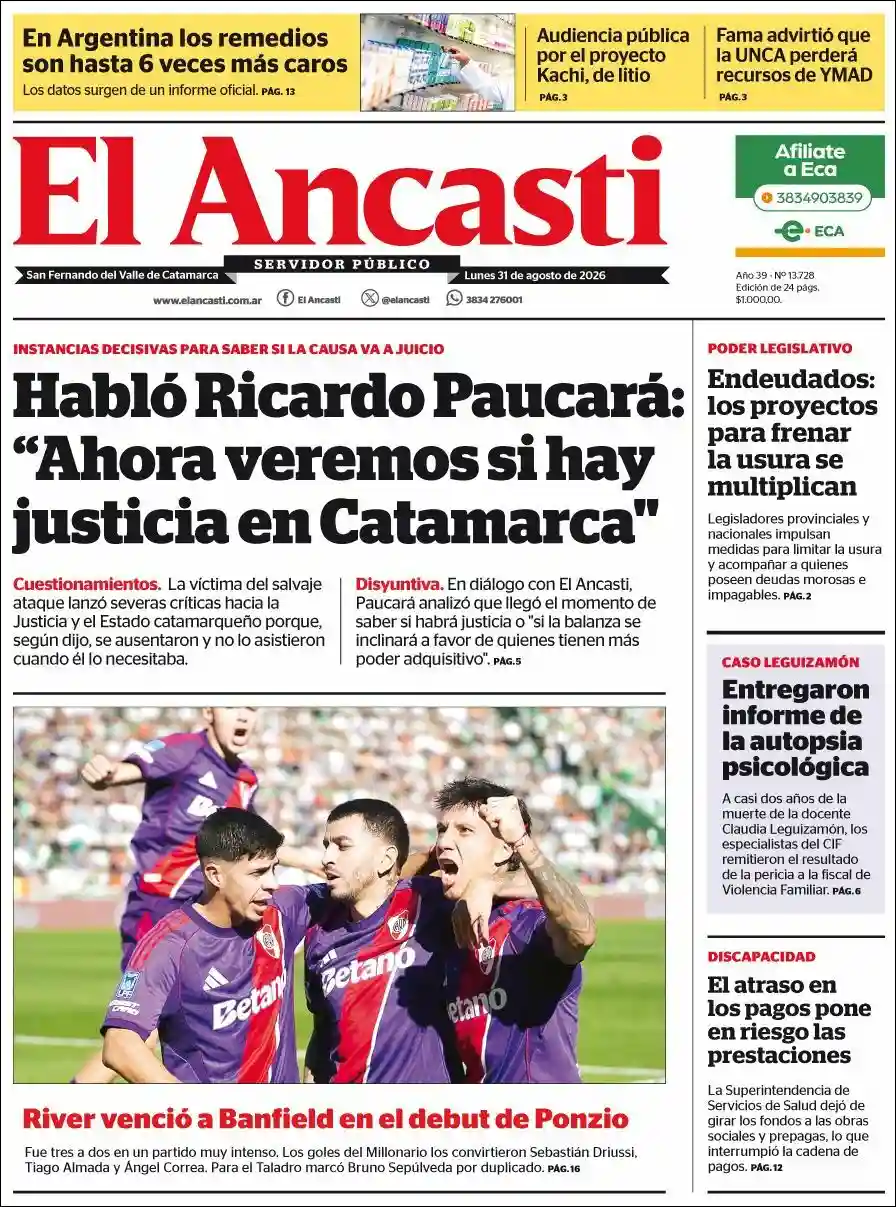 Estudios Max | FM LAPACHITO 102.1 - Tapa del diario Ancasti