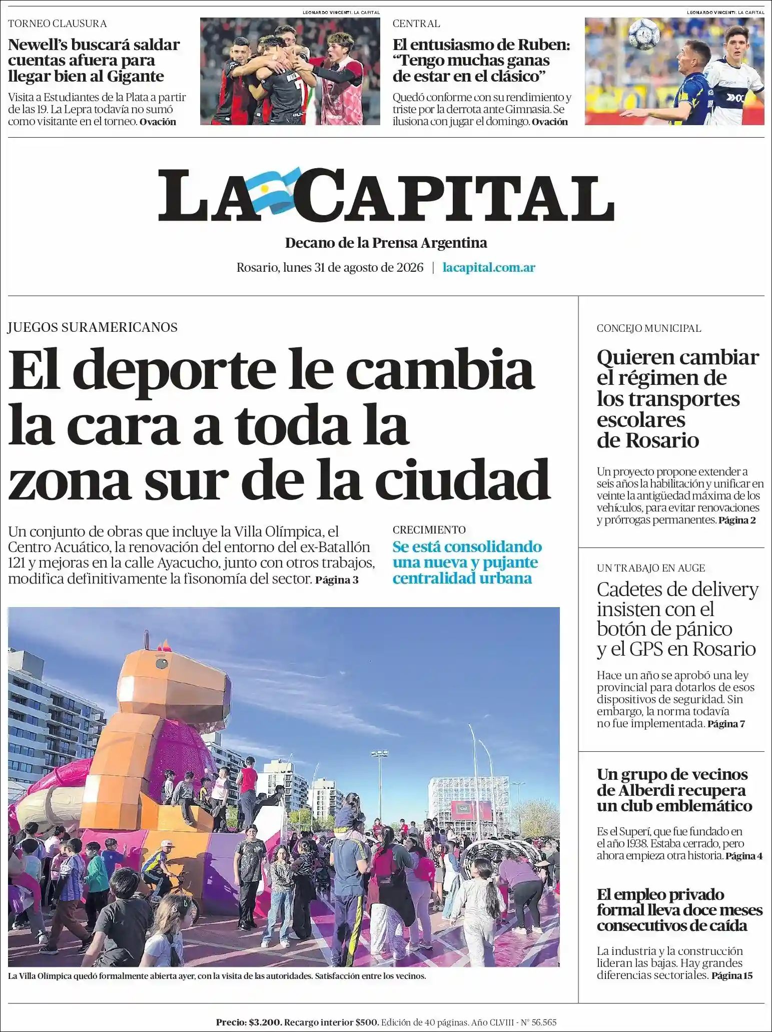 Estudios Max | FM LAPACHITO 102.1 - Tapa del diario La Capital Rosario