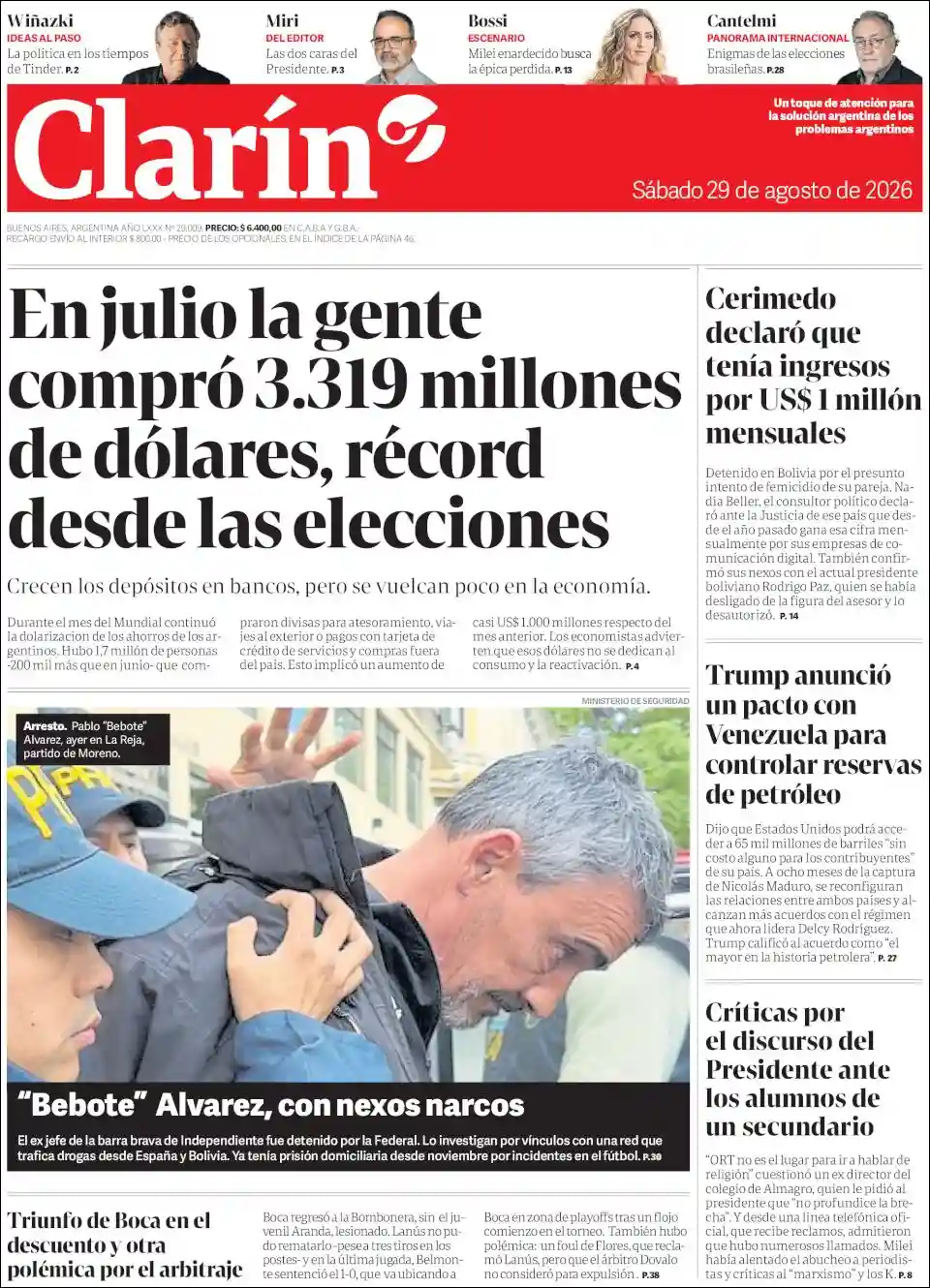 Estudios Max | FM LAPACHITO 102.1 - Tapa del diario Clarin