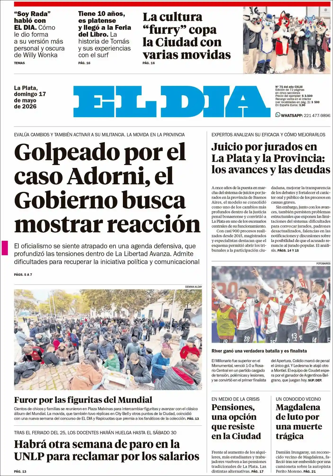 Estudios Max | FM LAPACHITO 102.1 - Tapa del diario El Dia