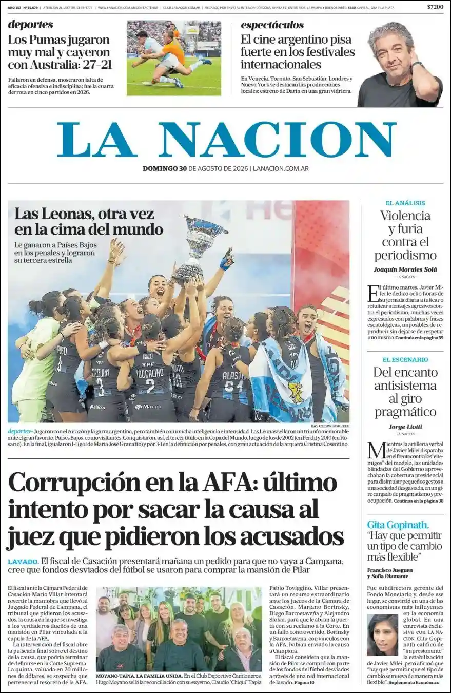 Estudios Max | FM LAPACHITO 102.1 - Tapa del diario Nacion