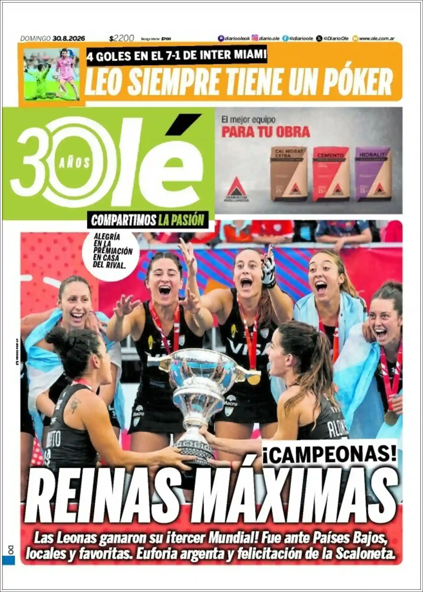 Estudios Max | FM LAPACHITO 102.1 - Tapa del diario Ole